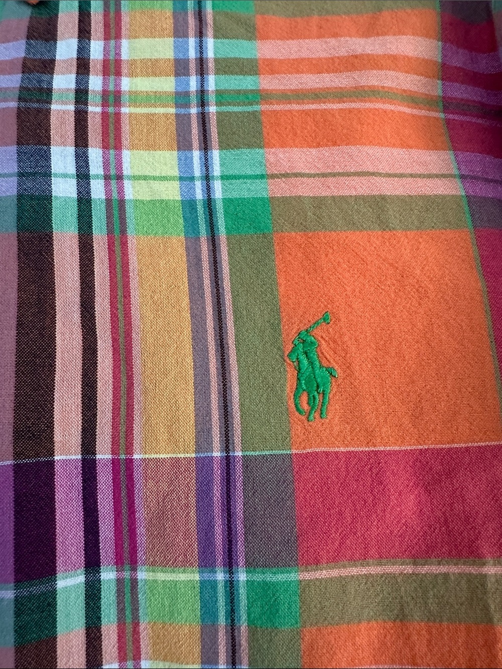 Ralph Lauren Orange & Pink Plaid Button-Down Shirt - Picture 3 of 4